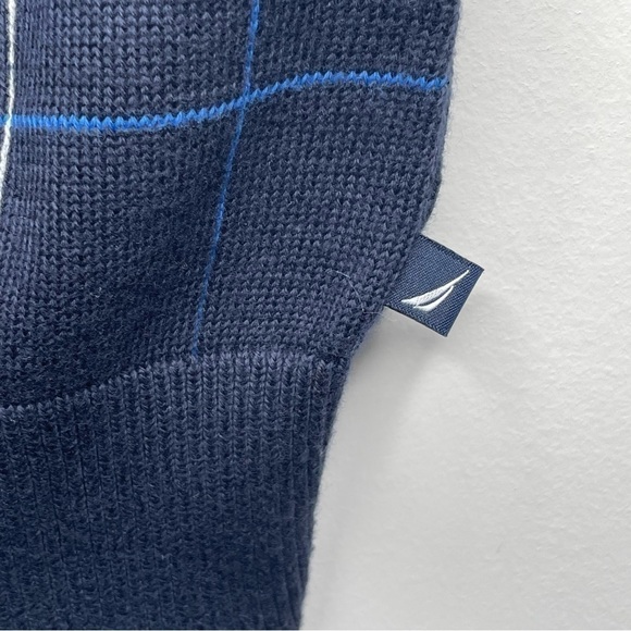 NAUTICA Men’s ribbed V-neck Grandpa Checkered sweater Vest L 100% Pima Cotton - Picture 8 of 11